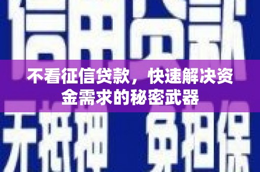 昌宁不看征信贷款，快速解决资金需求的秘密武器