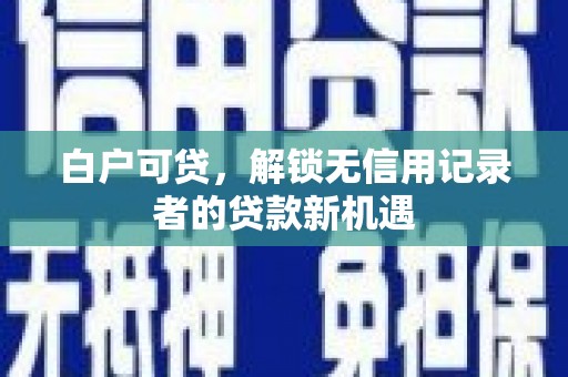 昌宁白户可贷，解锁无信用记录者的贷款新机遇
