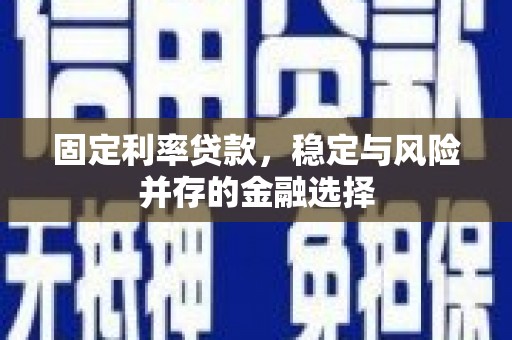 昌宁固定利率贷款，稳定与风险并存的金融选择