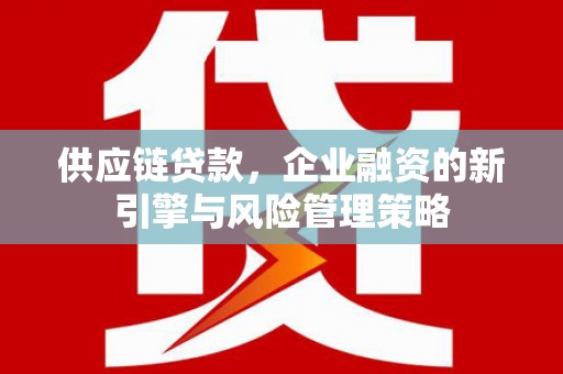 昌宁供应链贷款，企业融资的新引擎与风险管理策略